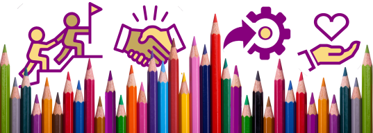 Unterstützung Farbstifte Symbole